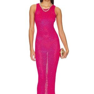 Sleek Fuchsia Maxi Dress - Elegant Sleeveless Evening Gown